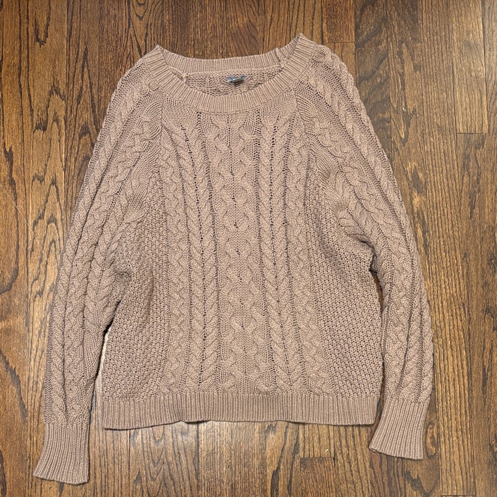 Aerie Brown Chunky Knit Longsleeve Pullover Sweater